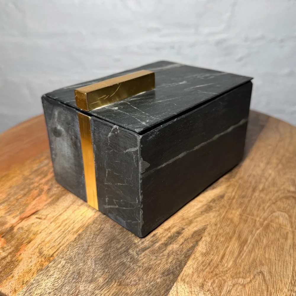 West Elm Black Mabel and Gold Accent Decorative Vanity Box